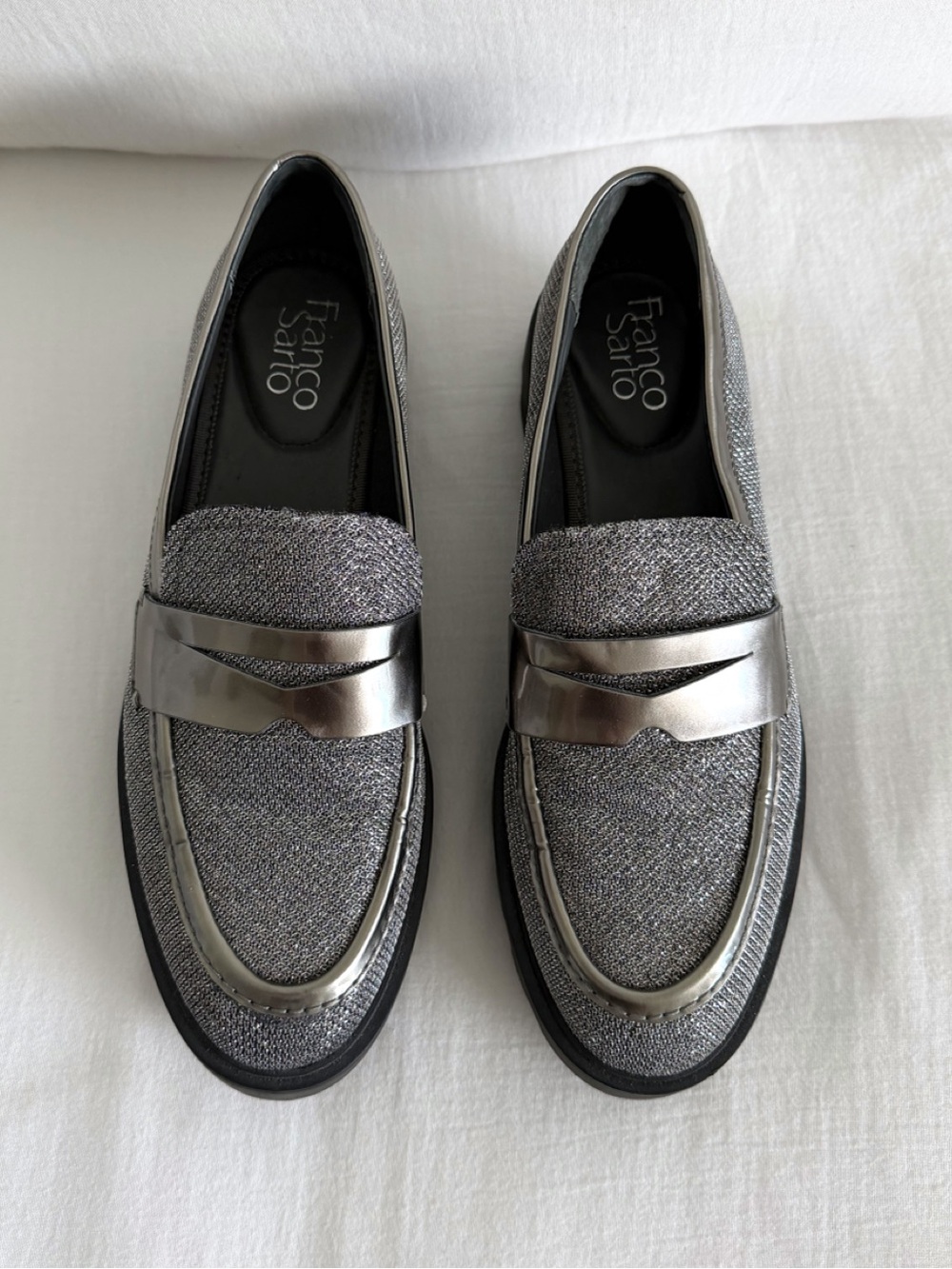 Franco Sarto Chunky Silver Loafers